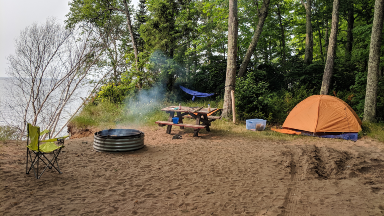 tent on a sandy campsite