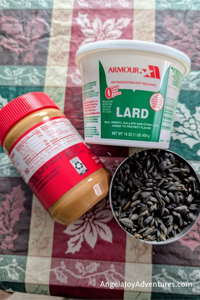 Ingredients ready for making suet at home for the wild birds