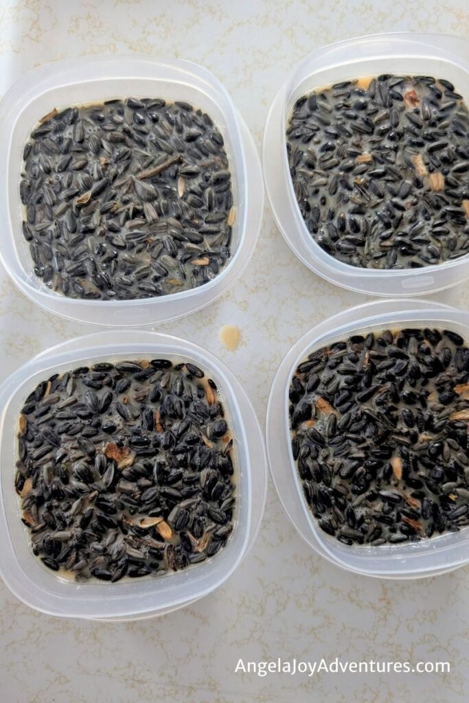 birdseed combined with lard for homemade suet