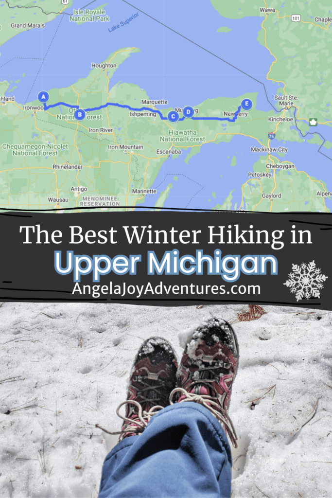 Map showing the best winter hiking in upper michigan