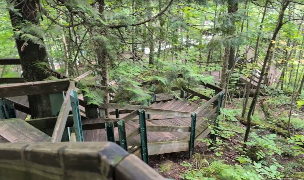 Many stairs down to Black River Falls in Upper MIchigan